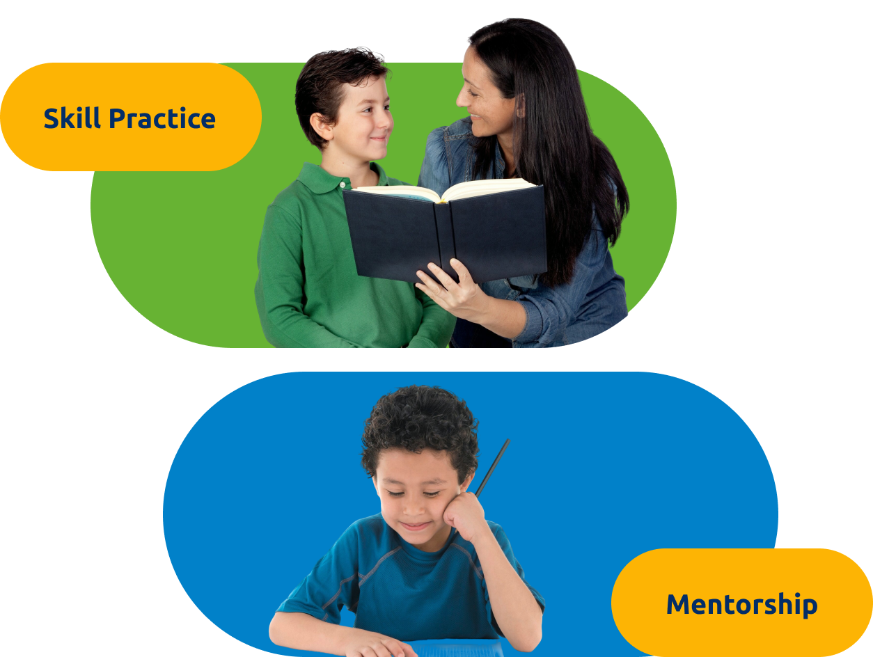 Students engaged in skill practice and mentorship